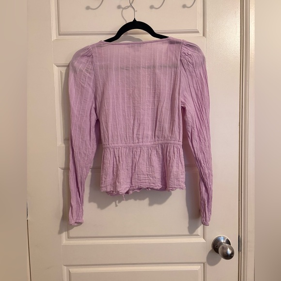 American Eagle Outfitters Light Purple Wrap Blouse - Picture 3 of 4